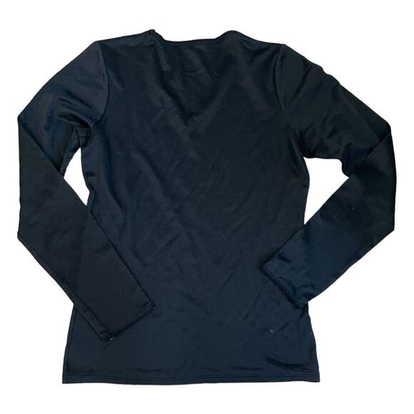 Cuddl Duds Chill Chasers Softwear Stretch Top Black Base Layer Long Sleeve V-Nec - Picture 3 of 6